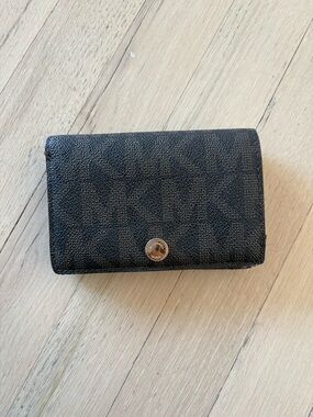 Michael Kors Black Signature MK Snap Card Holder